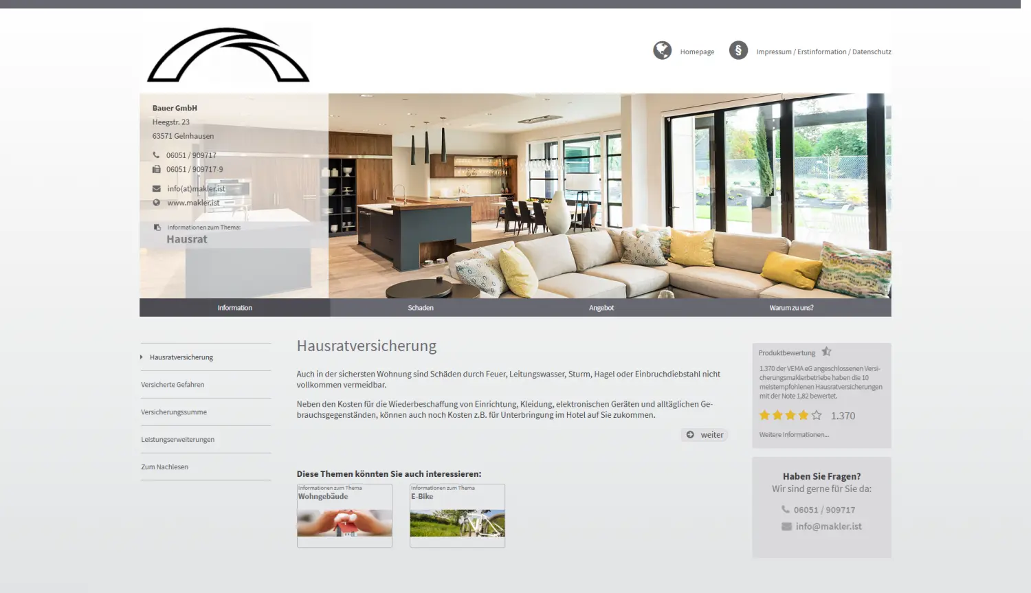 Hausratversicherung von Bauer GmbH