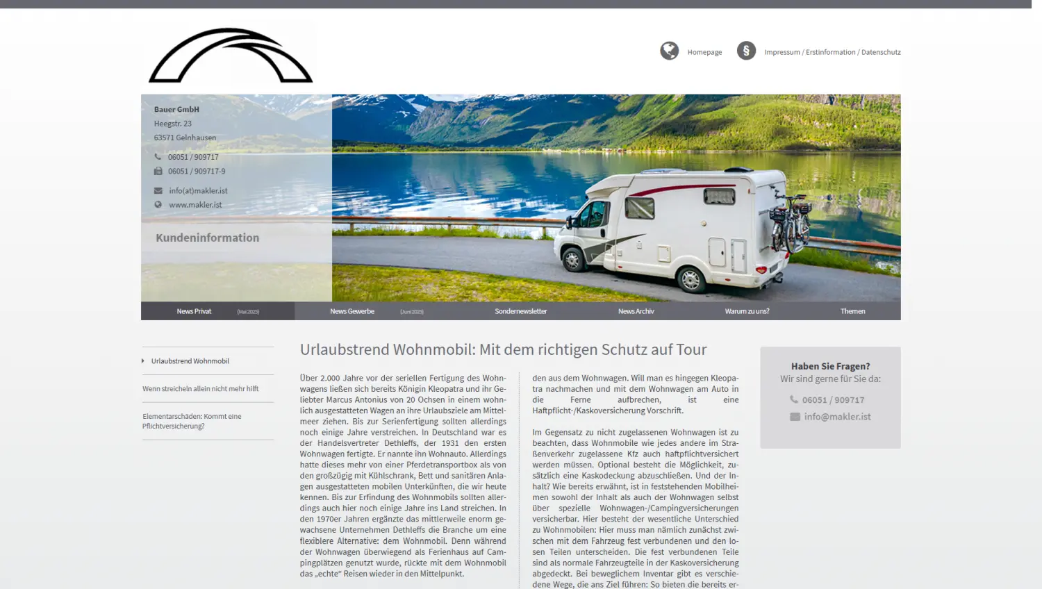 Kundeninformation der Bauer GmbH