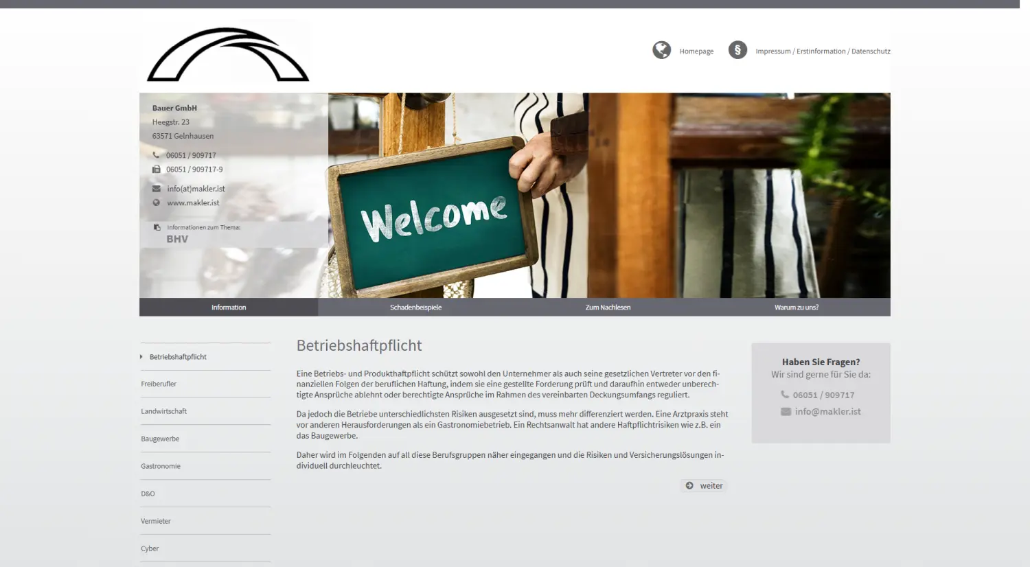 Betriebshaftpflicht von Bauer GmbH